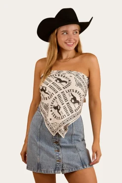 New Ringers Western Lets Horse Around Scarf Top - Off White