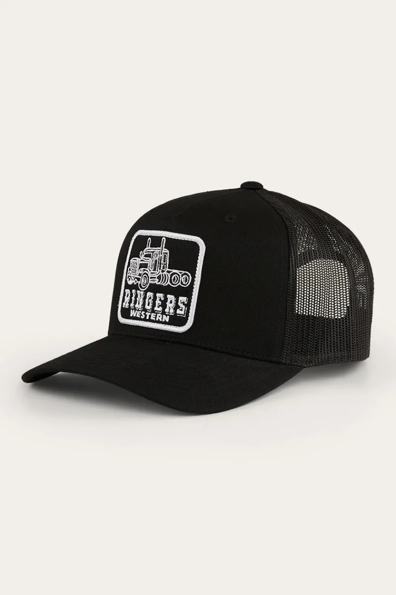 Outlet Ringers Western Long Haul Trucker Cap - Black