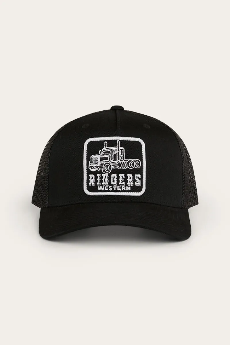 Outlet Ringers Western Long Haul Trucker Cap - Black