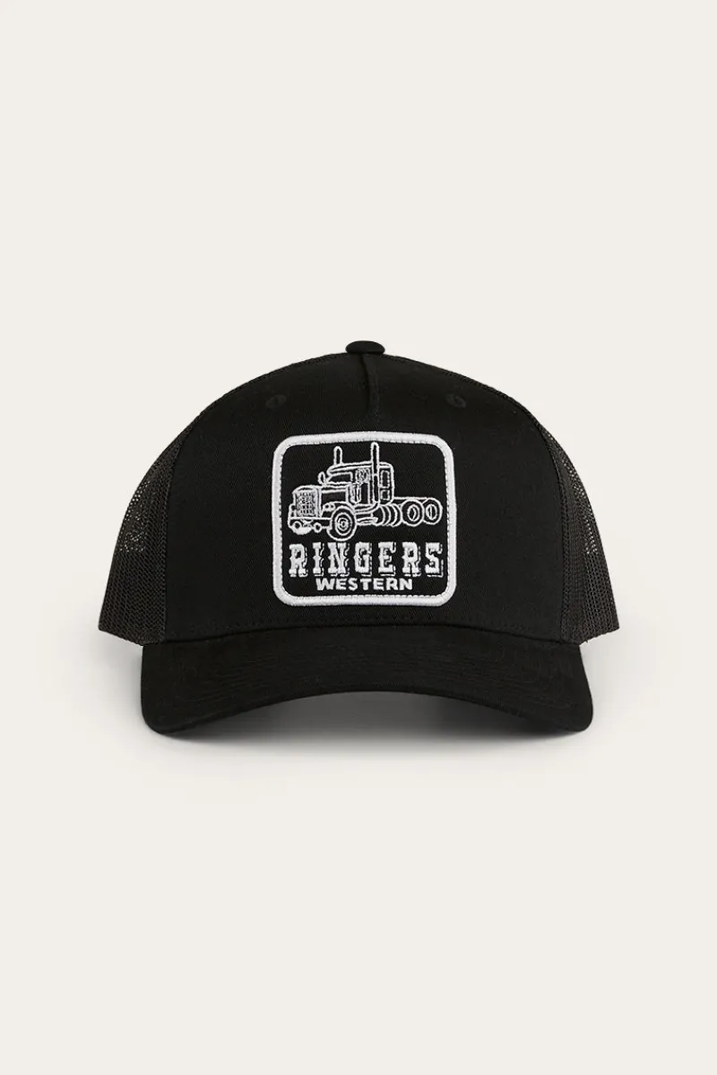 Outlet Ringers Western Long Haul Trucker Cap - Black