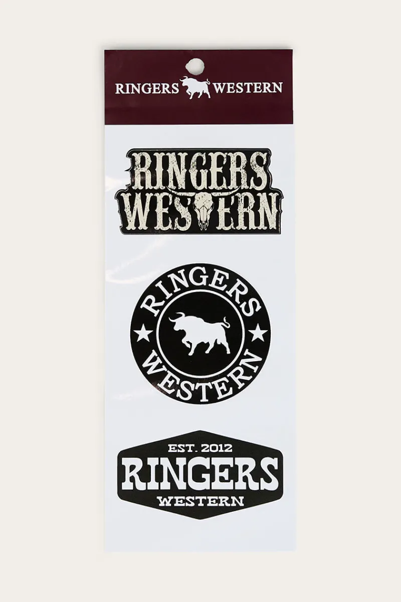 New Ringers Western Longhorn 3 Pack Sticker - Black