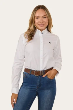 Outlet Ringers Western Longreach Womens Plain Dress Shirt - White