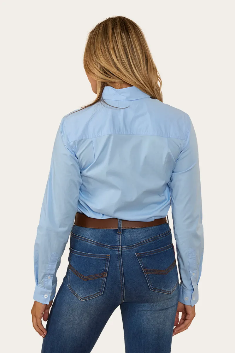 Clearance Ringers Western Longreach Womens Plain Dress Shirt - Sky Blue