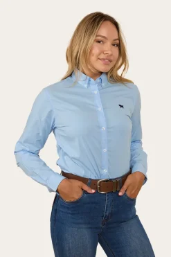 Clearance Ringers Western Longreach Womens Plain Dress Shirt - Sky Blue