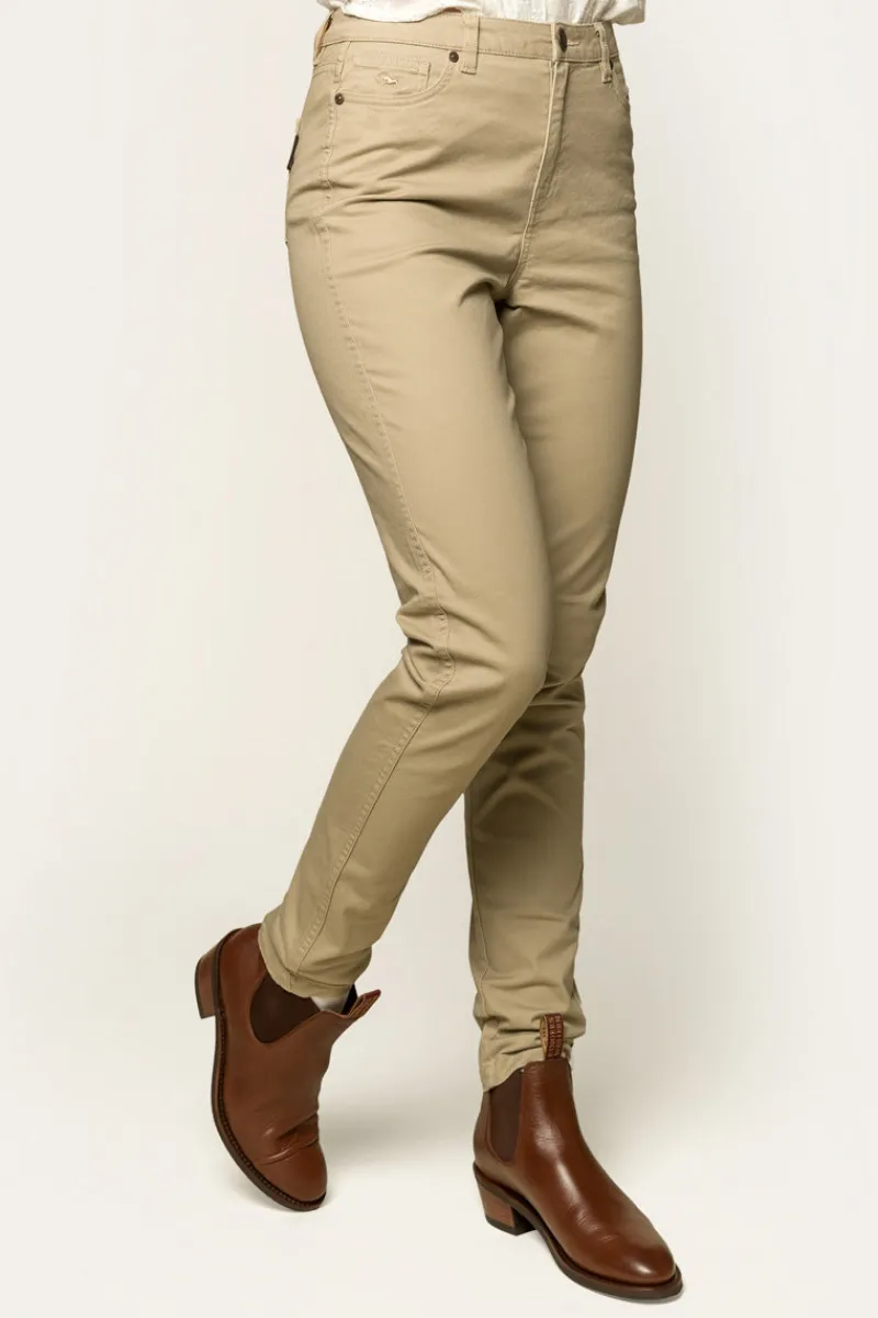 Ringers Western MacKenzie Womens 5 Pocket Stretch Drill Jeans - Khaki