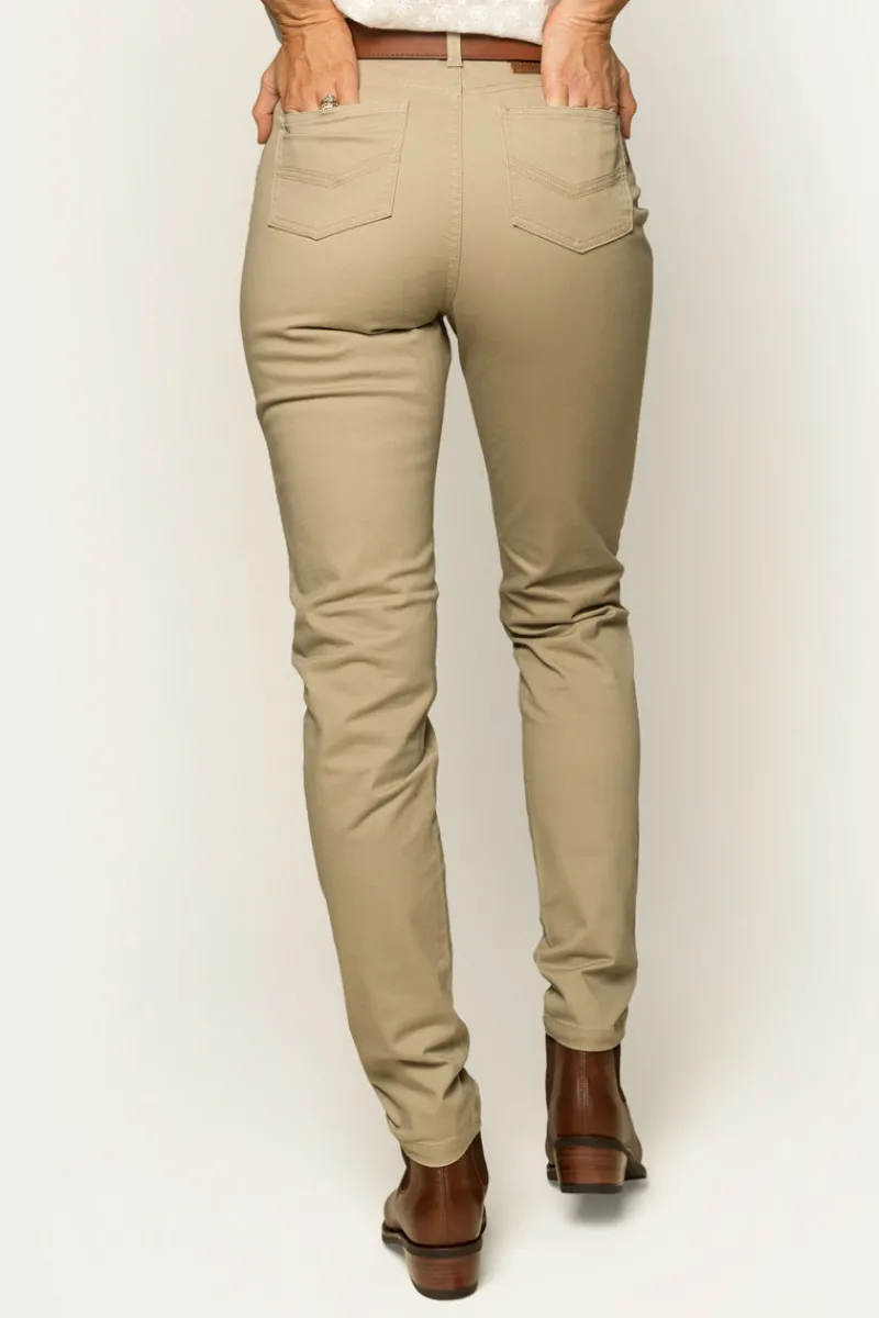 Ringers Western MacKenzie Womens 5 Pocket Stretch Drill Jeans - Khaki