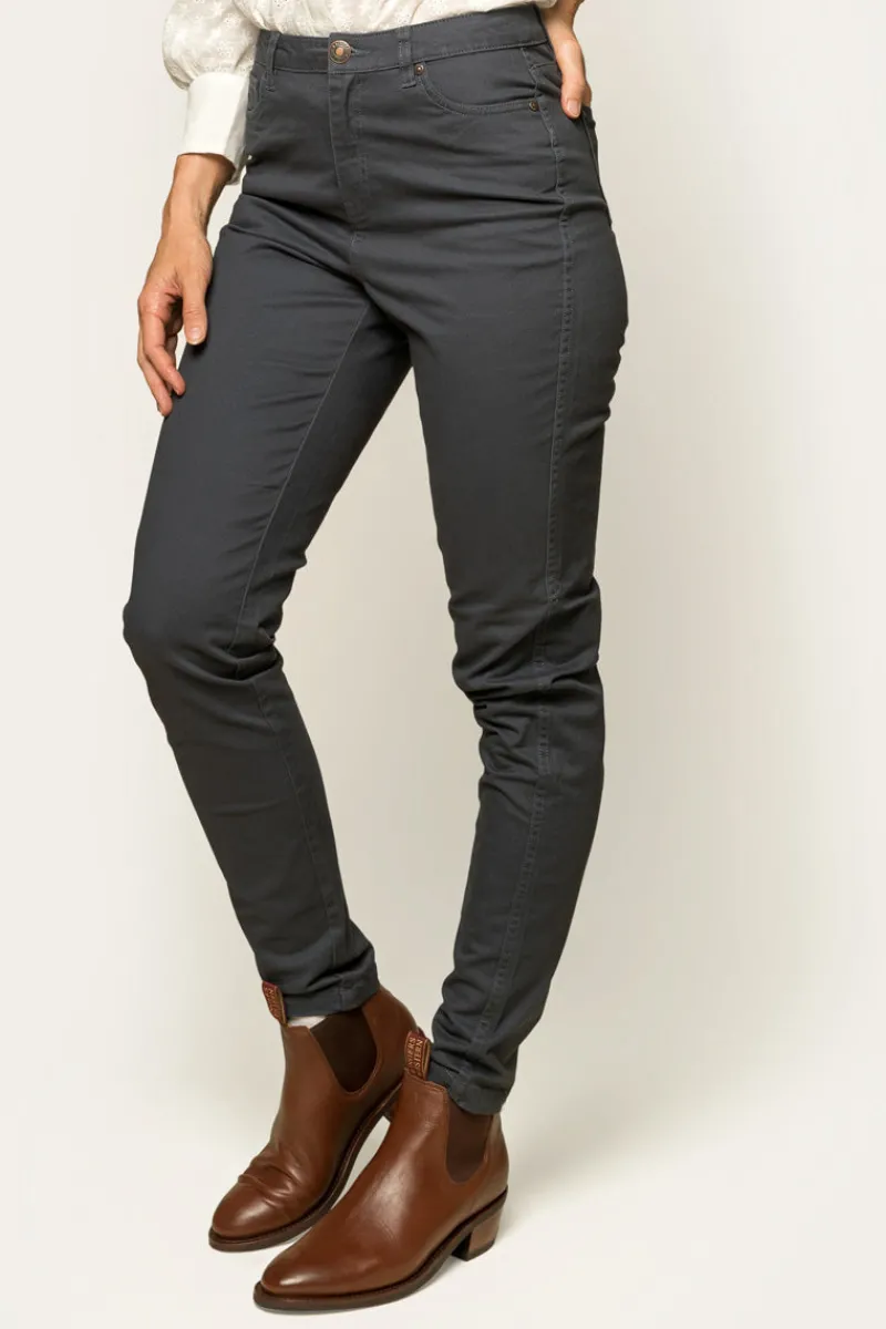 Best Ringers Western MacKenzie Womens 5 Pocket Stretch Drill Jeans - Steel Blue