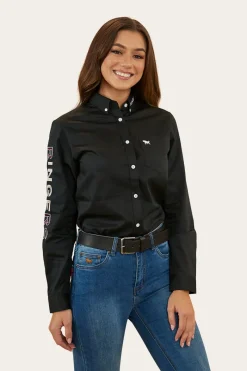 Clearance Ringers Western Malaya Womens Dress Shirt - Black / Pink Camo
