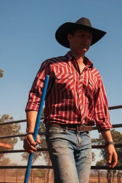 Ringers Western Mapleton Mens Western Shirt Stripe - Cedar