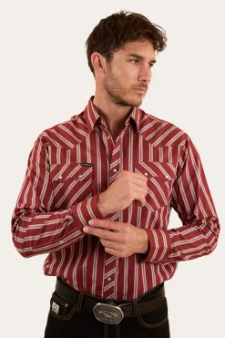 Ringers Western Mapleton Mens Western Shirt Stripe - Cedar