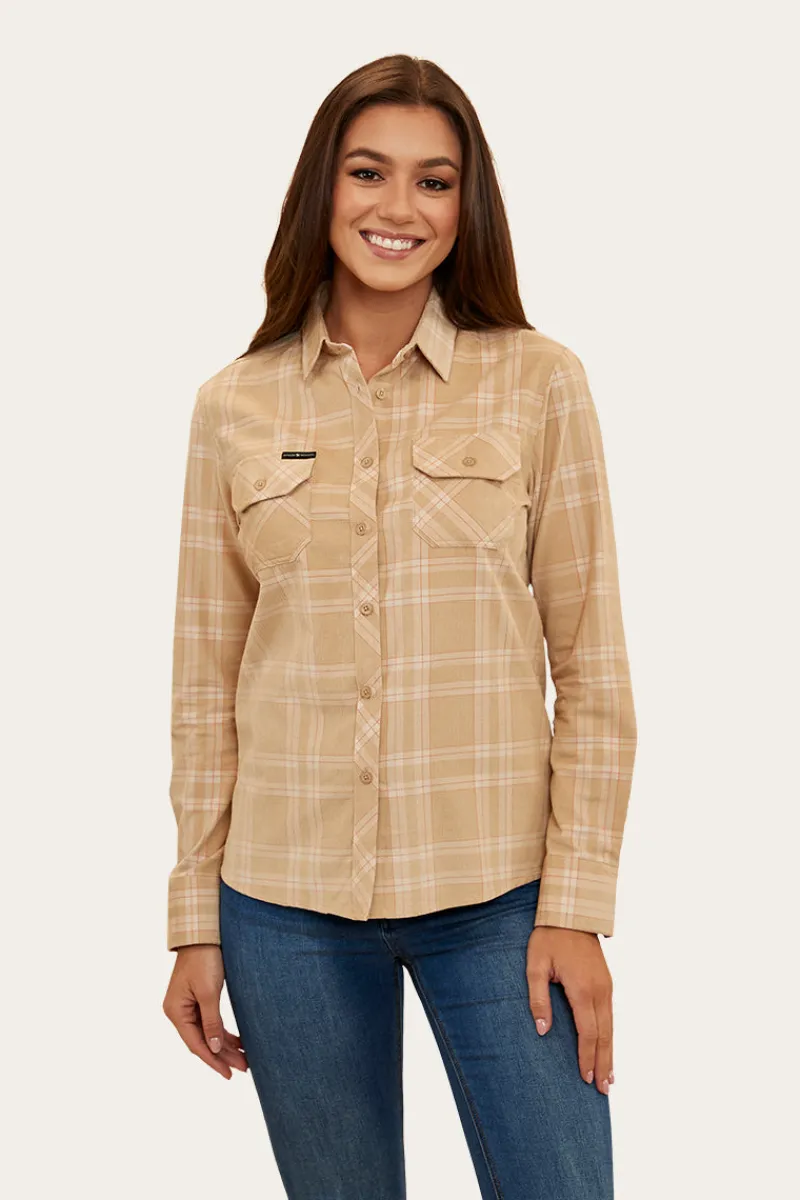 Clearance Ringers Western Matilda Womens Corduroy Flannel - Dark Sand