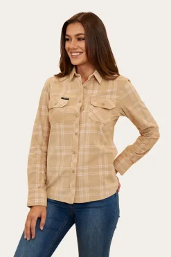 Clearance Ringers Western Matilda Womens Corduroy Flannel - Dark Sand