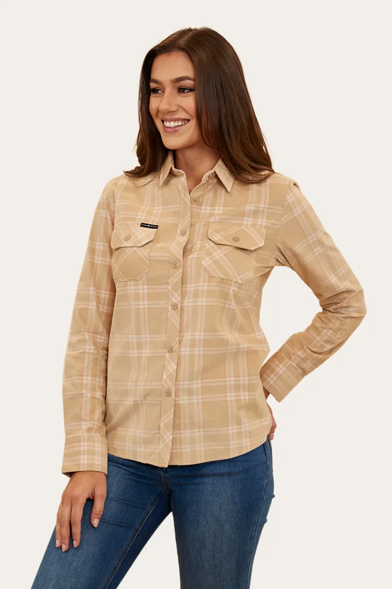 Clearance Ringers Western Matilda Womens Corduroy Flannel - Dark Sand