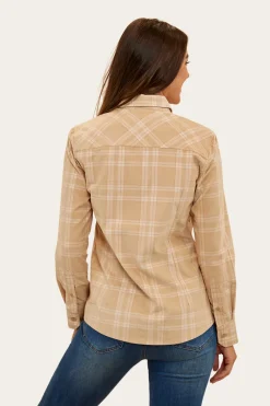 Clearance Ringers Western Matilda Womens Corduroy Flannel - Dark Sand