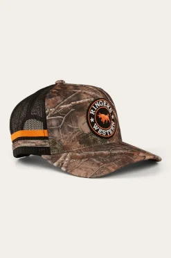 Outlet Ringers Western McCoy Trucker Cap - Camo/Orange