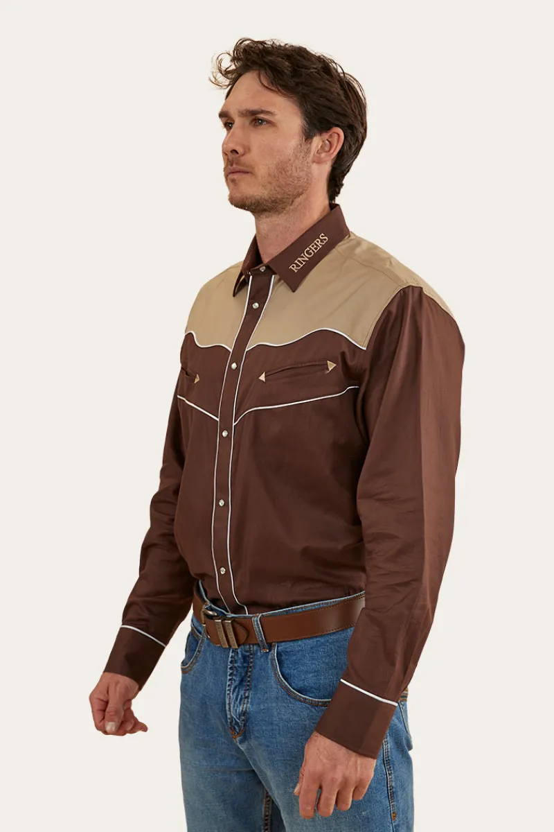 New Ringers Western McGraw Mens Western Shirt - Chocolate/Dark Sand