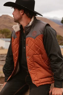 Discount Ringers Western McKinlay Mens Puffer Vest - Tobacco / Charcoal