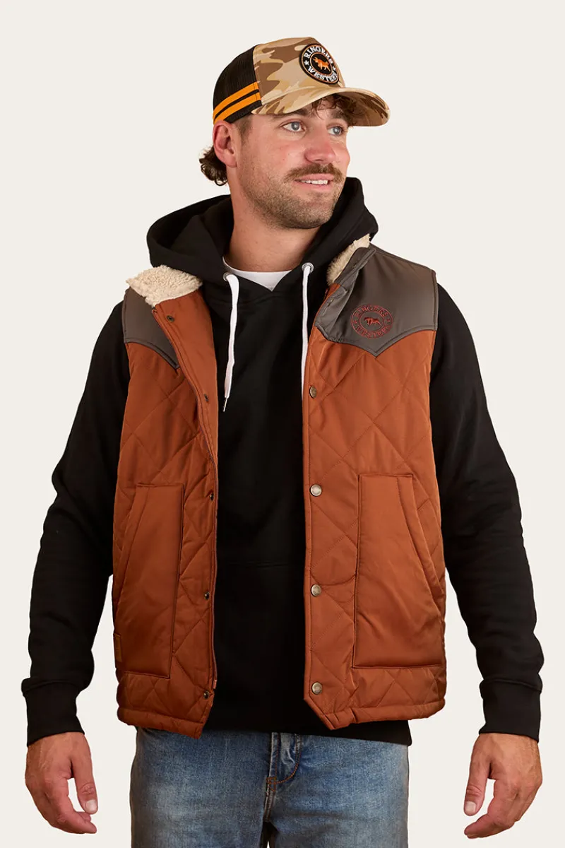Discount Ringers Western McKinlay Mens Puffer Vest - Tobacco / Charcoal