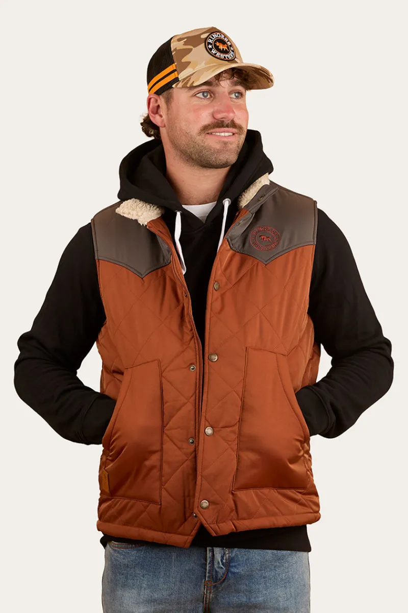 Discount Ringers Western McKinlay Mens Puffer Vest - Tobacco / Charcoal