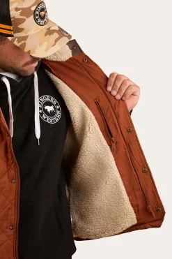Discount Ringers Western McKinlay Mens Puffer Vest - Tobacco / Charcoal