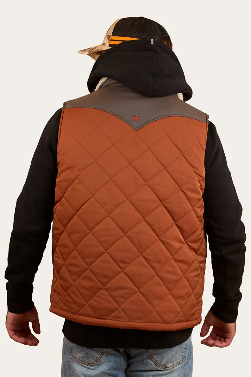 Discount Ringers Western McKinlay Mens Puffer Vest - Tobacco / Charcoal