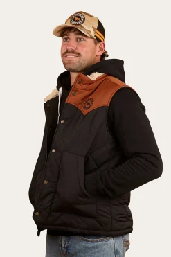 Ringers Western McKinlay Mens Puffer Vest - Black / Tobacco