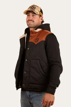 Ringers Western McKinlay Mens Puffer Vest - Black / Tobacco