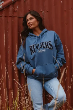 Hot Ringers Western Middleton Womens Australian Cotton Fleece - Yale Blue / White