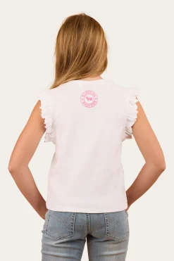 Outlet Ringers Western Milana Girls Rib Top - White