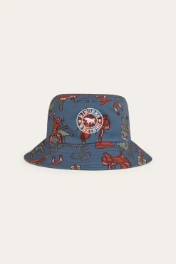Sale Ringers Western Mini Cowboy Kids Reversible Bucket Hat - Yale Blue