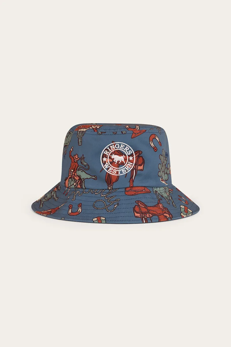 Sale Ringers Western Mini Cowboy Kids Reversible Bucket Hat - Yale Blue