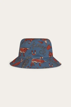 Sale Ringers Western Mini Cowboy Kids Reversible Bucket Hat - Yale Blue