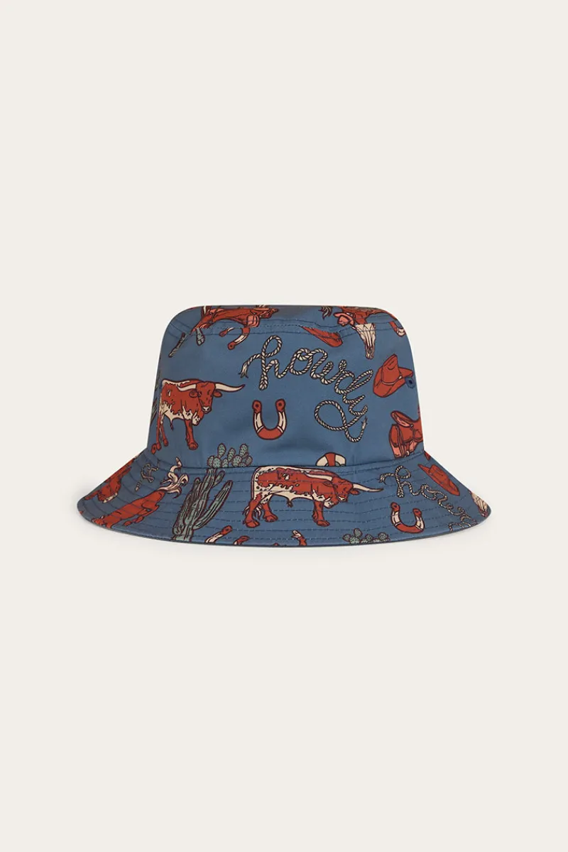Sale Ringers Western Mini Cowboy Kids Reversible Bucket Hat - Yale Blue