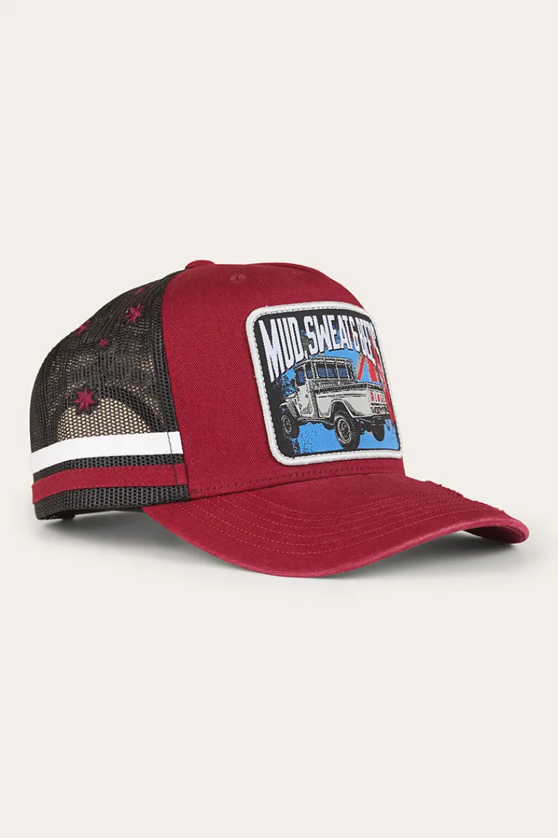 Hot Ringers Western Mud Sweat Beers Deep Fit Trucker Cap - Maroon