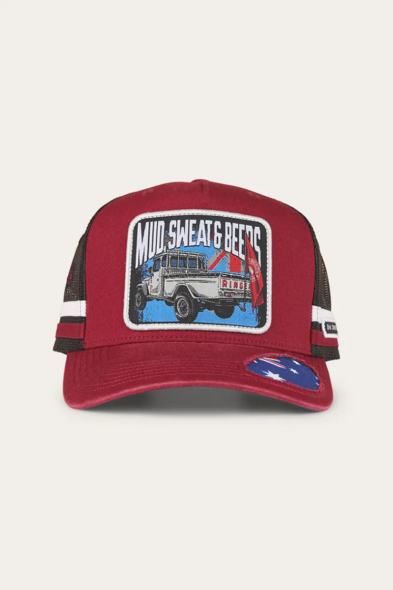 Hot Ringers Western Mud Sweat Beers Deep Fit Trucker Cap - Maroon