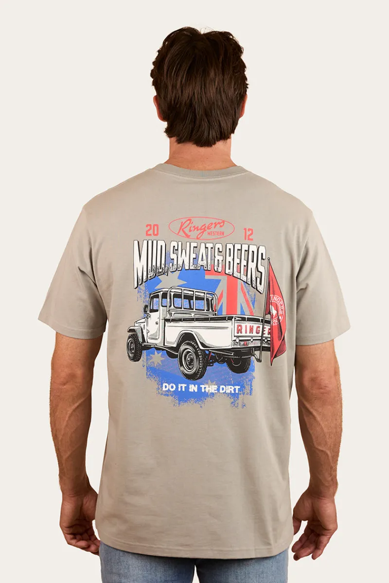 Outlet Ringers Western Mud Sweat Beers Mens Loose Fit T-Shirt - Cement