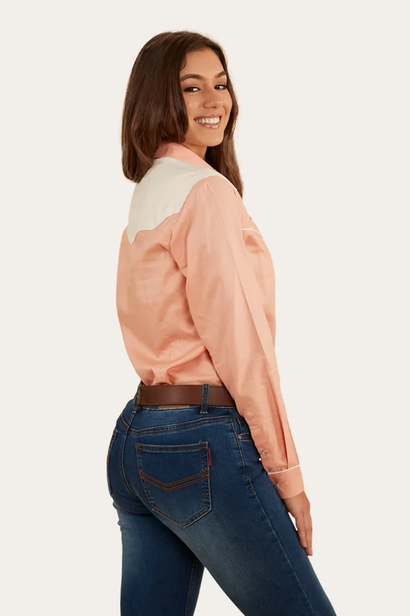 Clearance Ringers Western Musgraves Womens Western Shirt - Coral/Off White