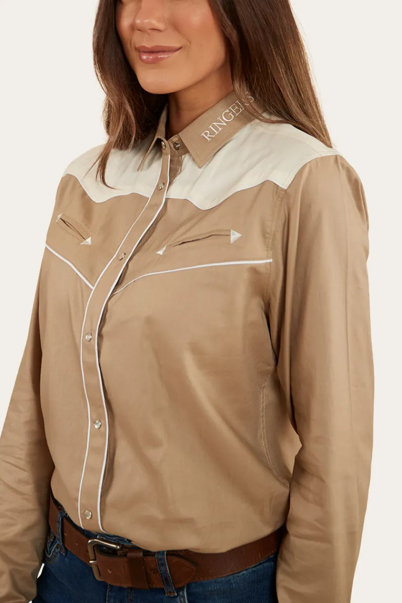 Outlet Ringers Western Musgraves Womens Western Shirt - Dark Sand/Off White