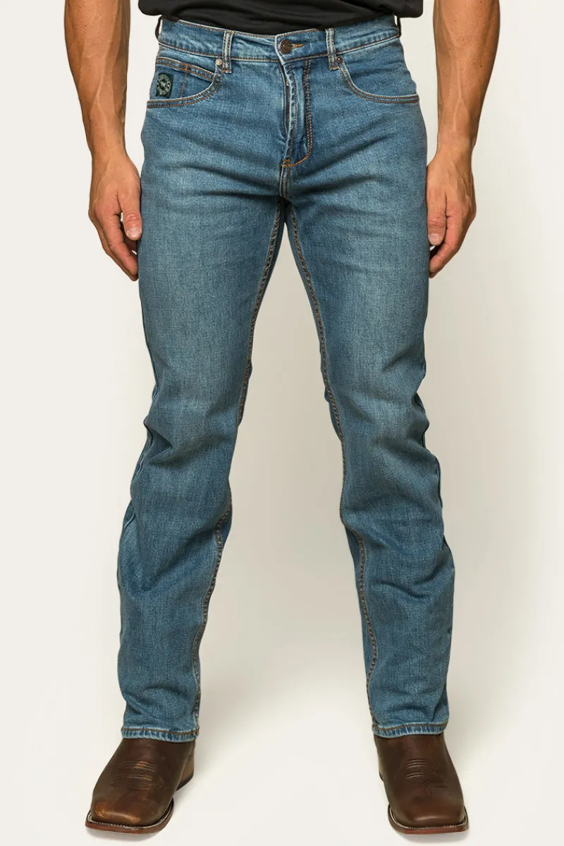 Sale Ringers Western Muster Mens Slim Straight Fit Jeans - Mid Wash Blue