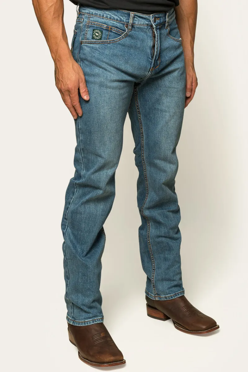 Sale Ringers Western Muster Mens Slim Straight Fit Jeans - Mid Wash Blue