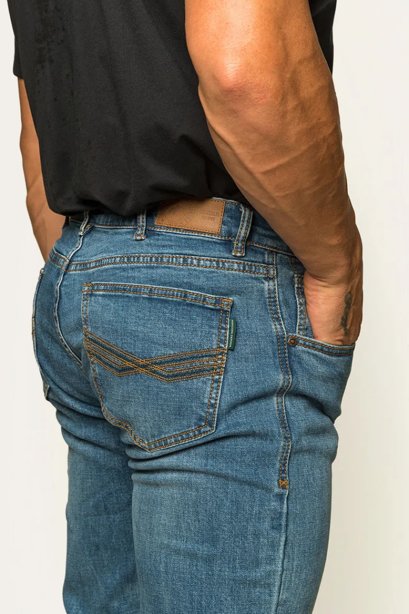 Sale Ringers Western Muster Mens Slim Straight Fit Jeans - Mid Wash Blue