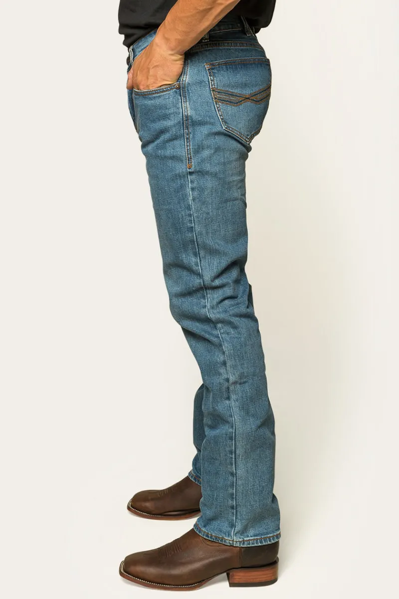 Sale Ringers Western Muster Mens Slim Straight Fit Jeans - Mid Wash Blue