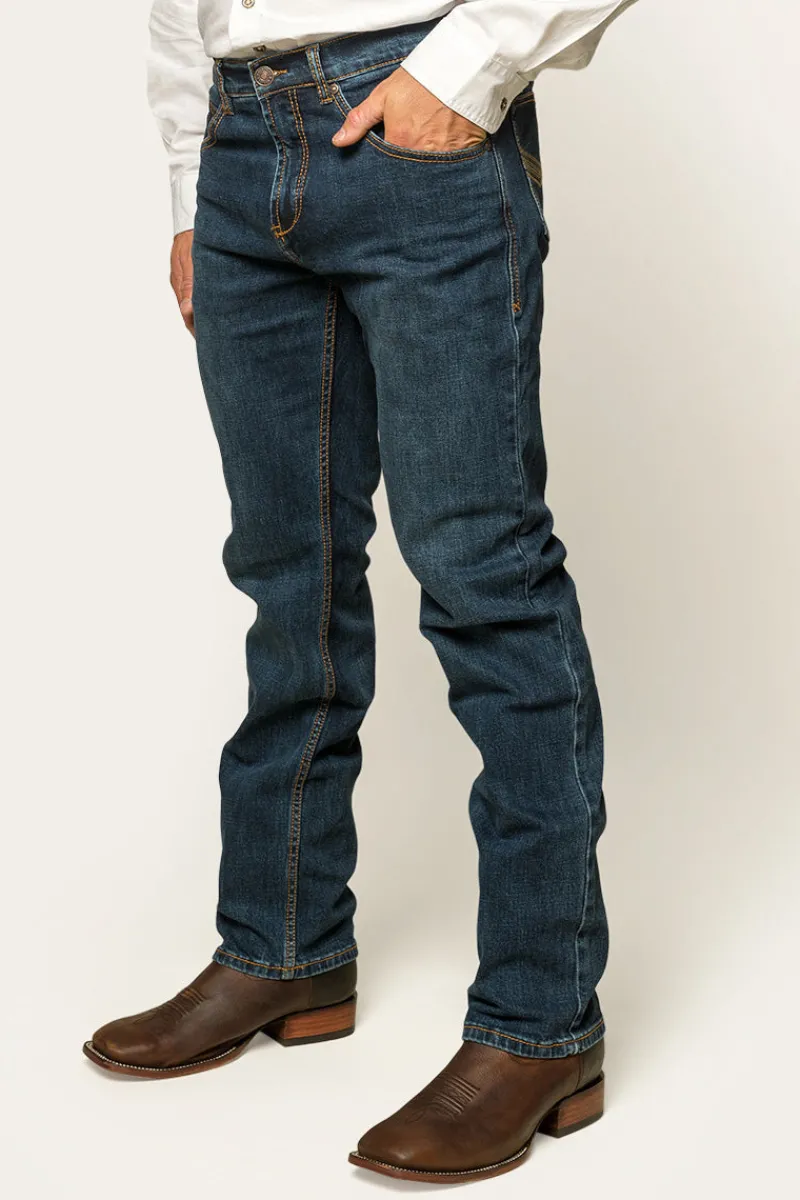 New Ringers Western Muster Mens Slim Straight Fit Jeans - Dark Wash Blue