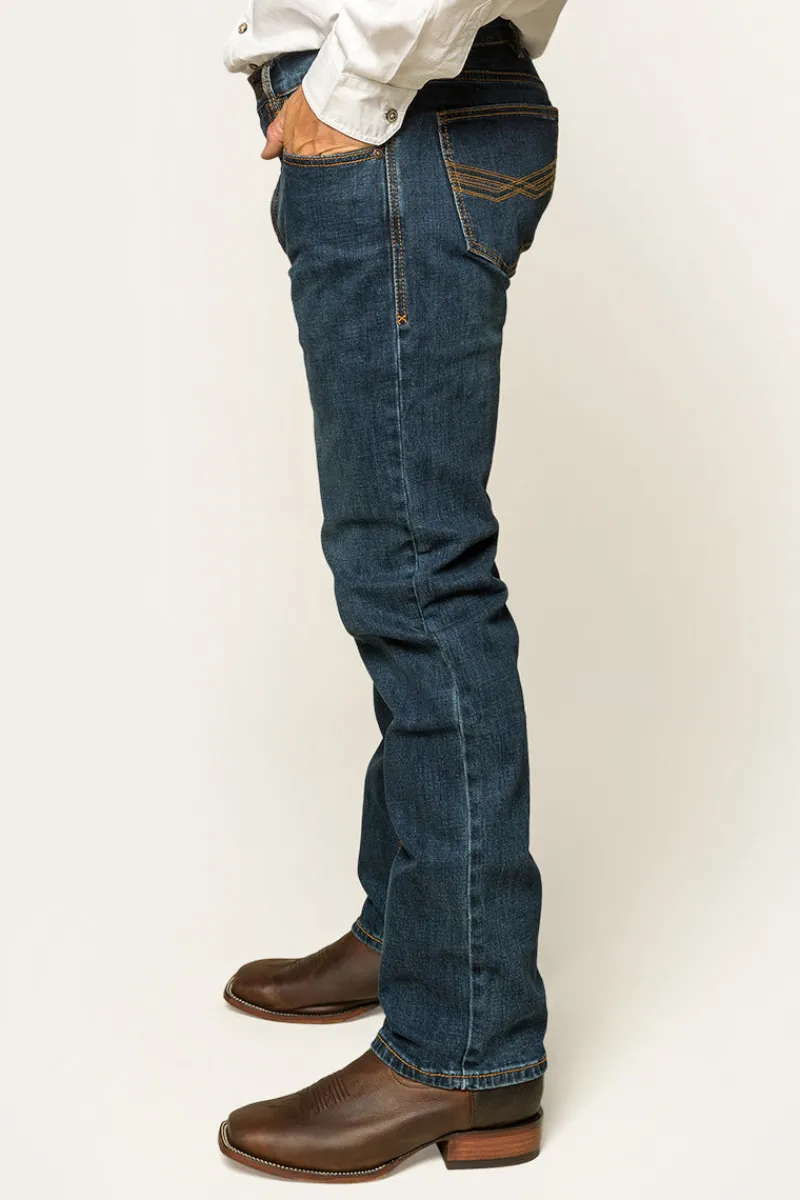 New Ringers Western Muster Mens Slim Straight Fit Jeans - Dark Wash Blue