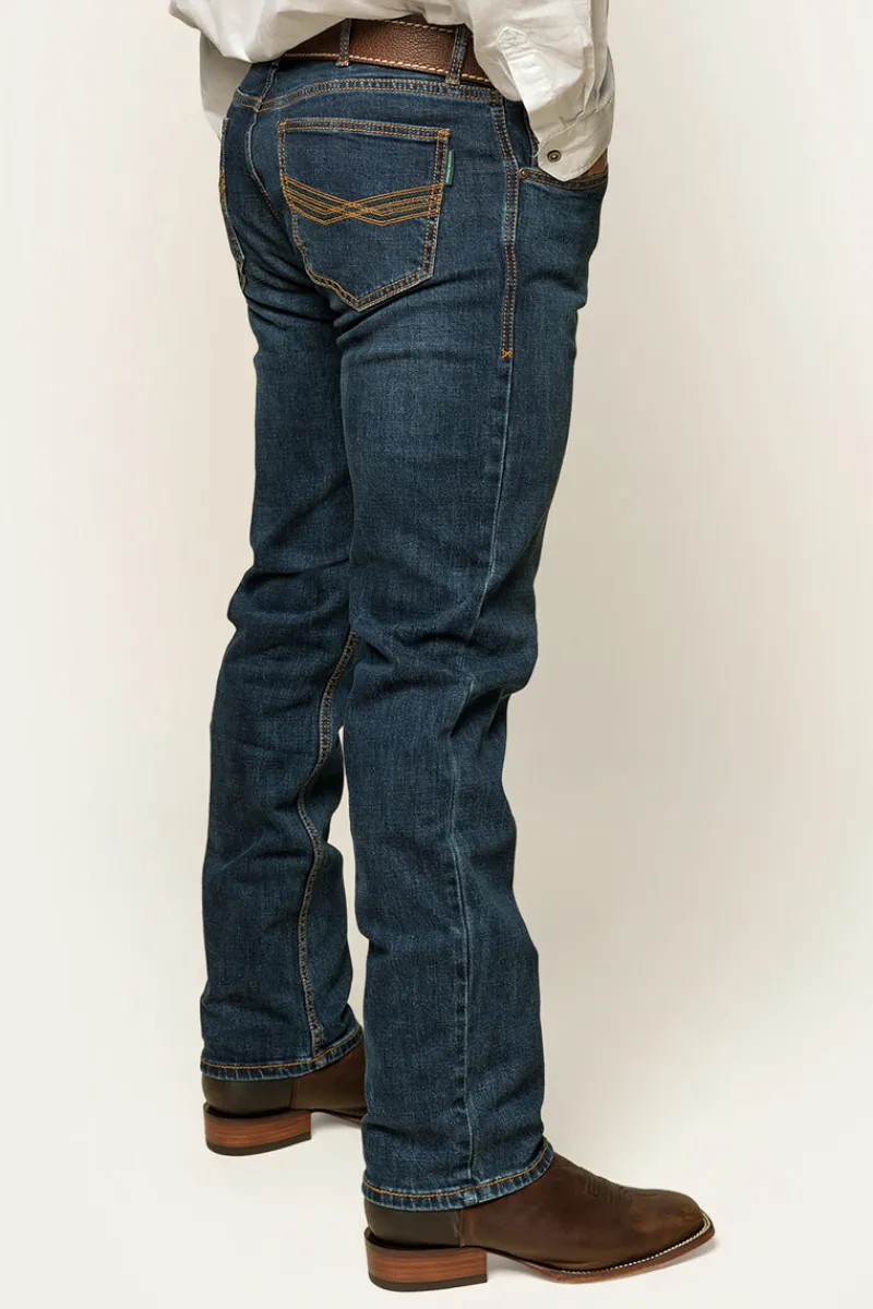 New Ringers Western Muster Mens Slim Straight Fit Jeans - Dark Wash Blue