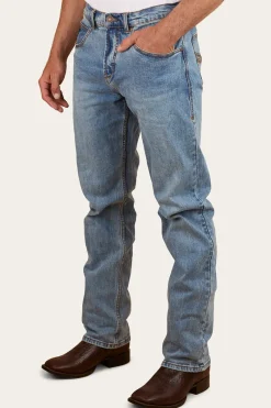 New Ringers Western Muster Mens Slim Straight Fit Jeans - Light Wash Blue