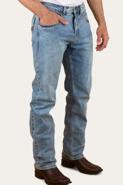 New Ringers Western Muster Mens Slim Straight Fit Jeans - Light Wash Blue