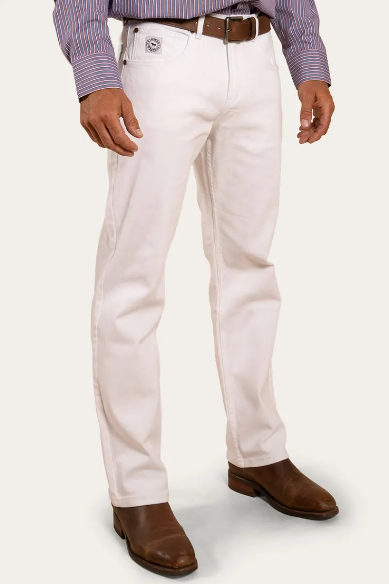 Ringers Western Muster Mens Slim Straight Fit Jeans - White