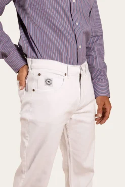 Ringers Western Muster Mens Slim Straight Fit Jeans - White