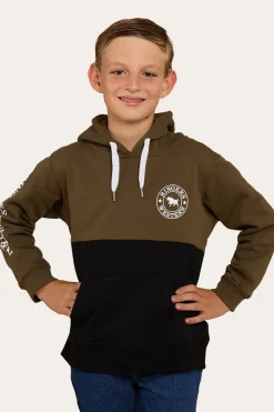 Outlet Ringers Western Oakey Kids Hoodie - Military Green/Black